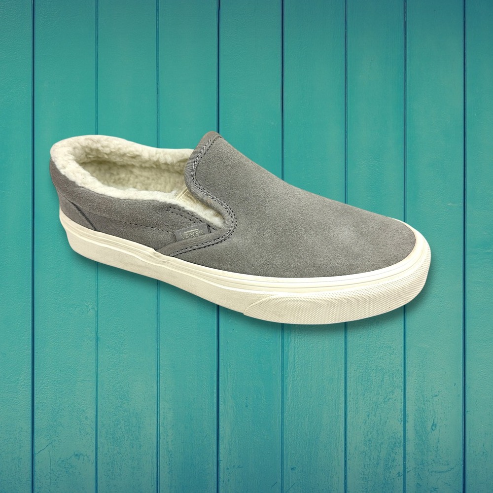 Vans Classic Slip-On Cozy Hug Sherpa Shoe Gray Drizzle Mens 5.5 Womens 7 Unisex